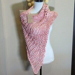 Tonle poncho hand woven Tie dye pink ombre v neck scarf wrap zero waste